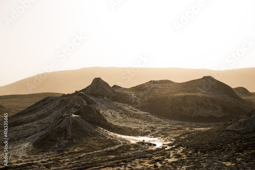Mud volcano in Azerbaijan desert 