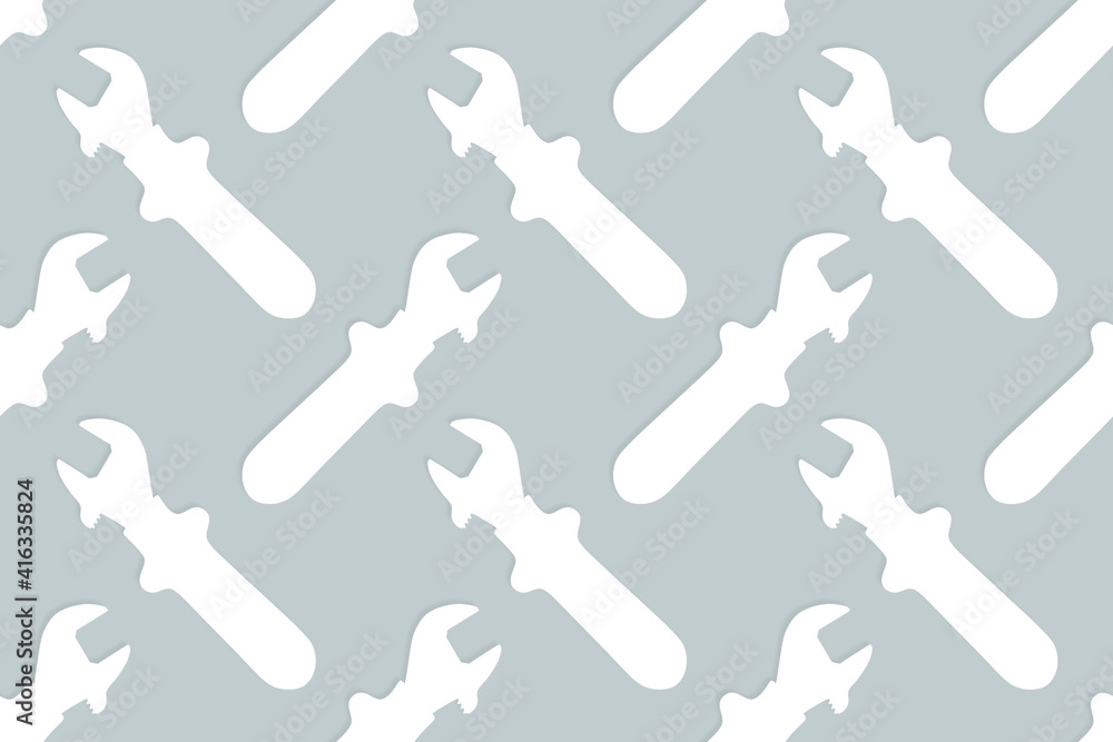 Adjustable wrench seamless pattern. Background from a metal adjustable wrench. Adjustable wrench seamless pattern. Background from a metal adjustable wrench.