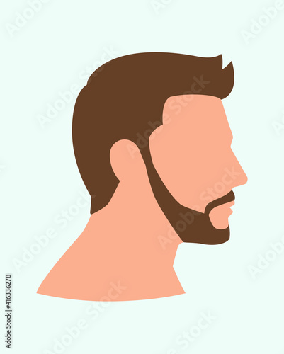 Side view of man face with beard and mustache