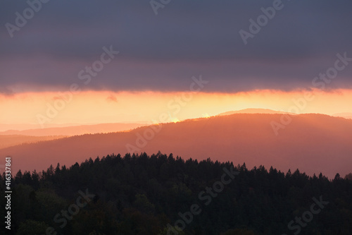 Fototapeta Naklejka Na Ścianę i Meble -  sunrise in the mountains, Beskid Niski