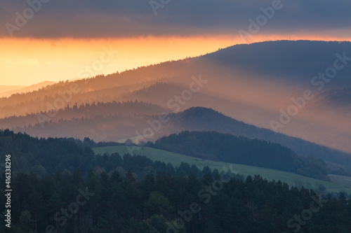 sunrise in the mountains, Beskid Niski