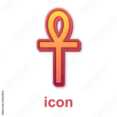 Gold Cross ankh icon isolated on white background. Vector.