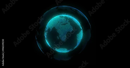 Wallpaper Mural Planeta azul 3D rotando digital tierra iluminada con partículas sobre fondo negro Torontodigital.ca