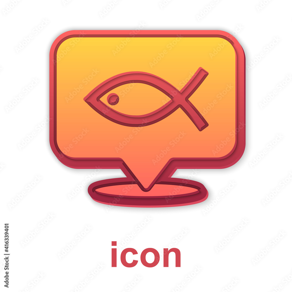 Obraz premium Gold Christian fish symbol icon isolated on white background. Jesus fish symbol. Vector.