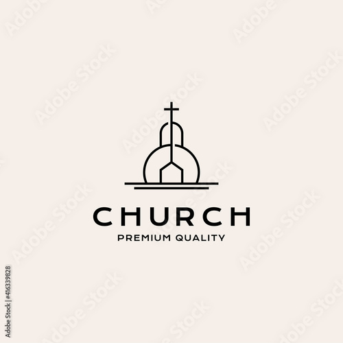 christian cross church hipster vintage logo vector icon illustration