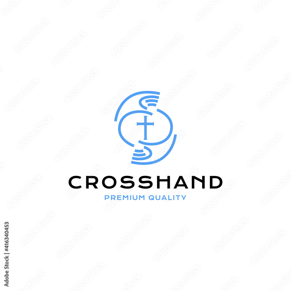 cross christian hand line simple logo vector icon illustration