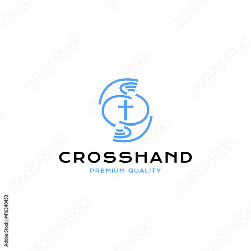 cross christian hand line simple logo vector icon illustration