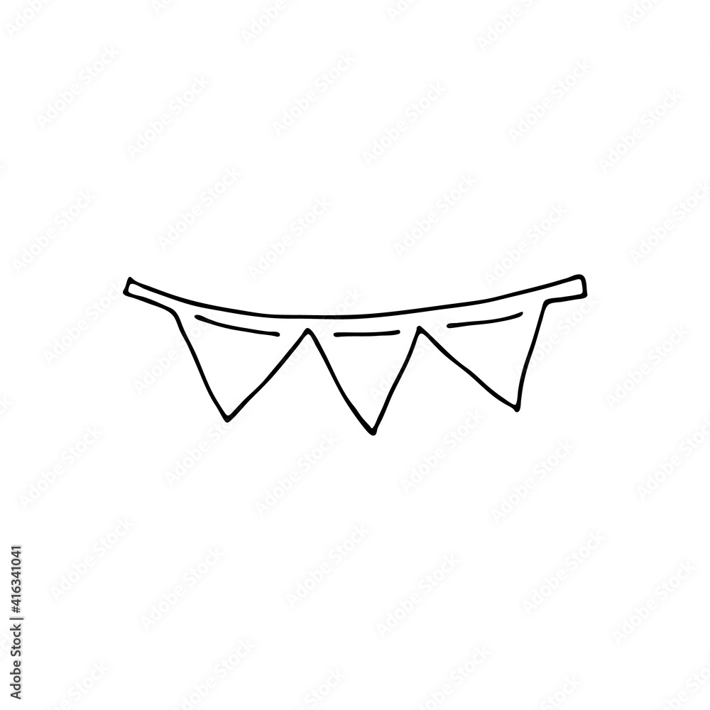 Hand-drawn festive flag. Doodle image for various designs. Hand-drawn festive flag. Doodle image for various designs.