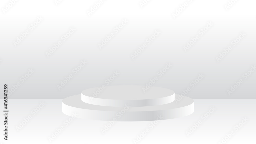 blank white round pedestal. circular awarded winner podium for outstanding luxury product advertising display on white gradient lighting background blank white round pedestal. circular awarded winner podium for outstanding luxury product advertising display on white gradient lighting background