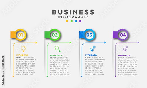 Business Infographic template. Thin line design with numbers 4 options or steps. photo