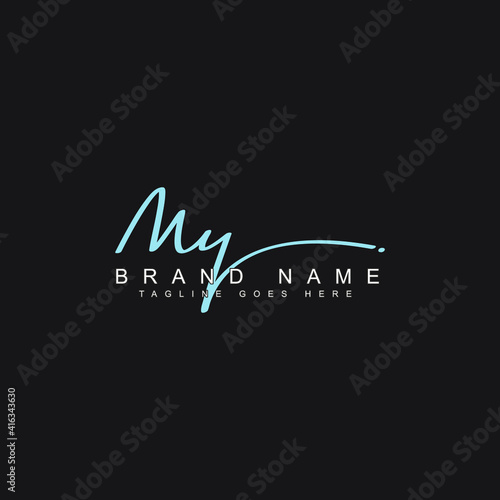 MY Initial Letter Logo - Handwritten Signature Logo