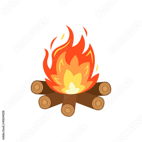 Vector illustration of a bonfire. Isolated on a white background.