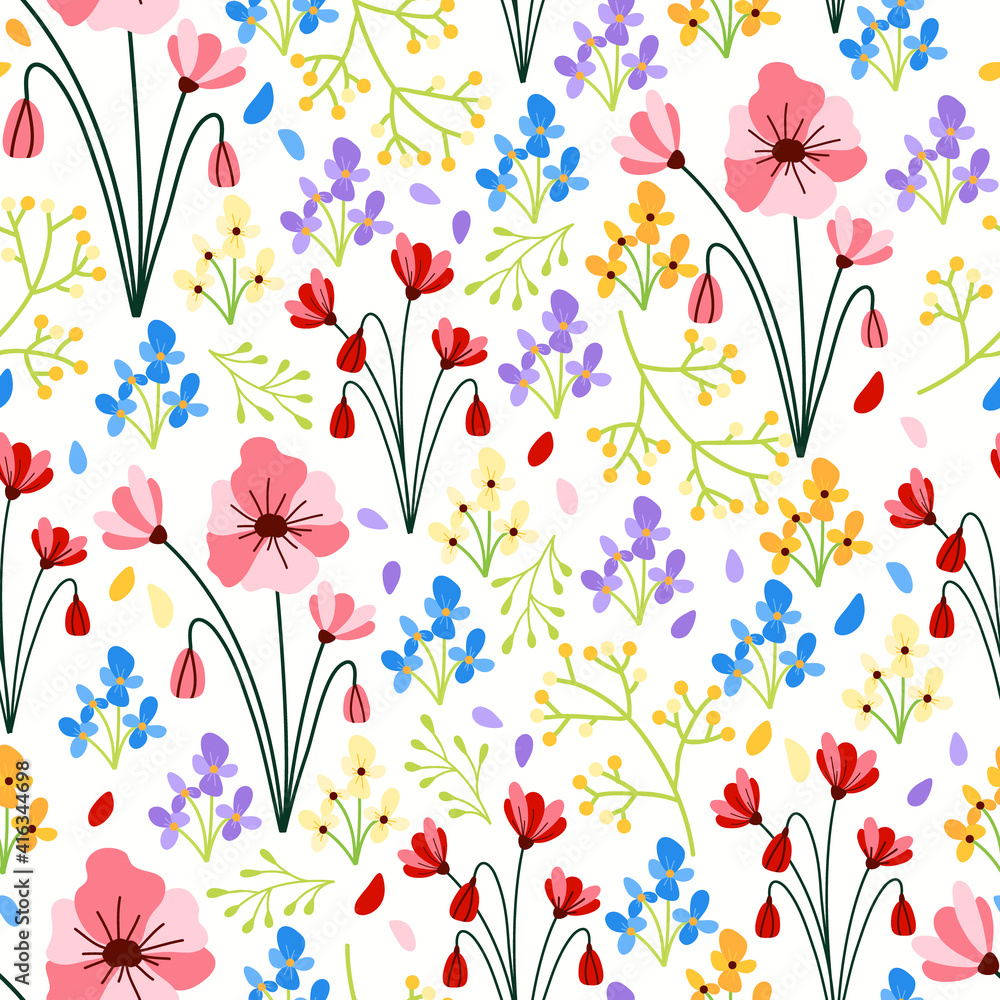 Seamless floral pattern, vector illustration. Seamless floral pattern, vector illustration.