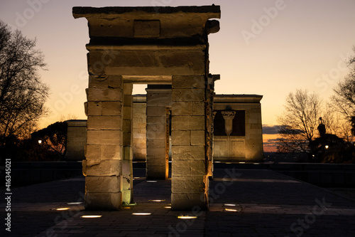 Debod temple at sunset. Madrid