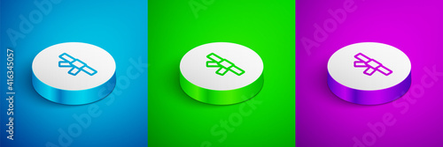 Isometric line Black karate belt icon isolated on blue,green and purple background. White circle button. Vector.