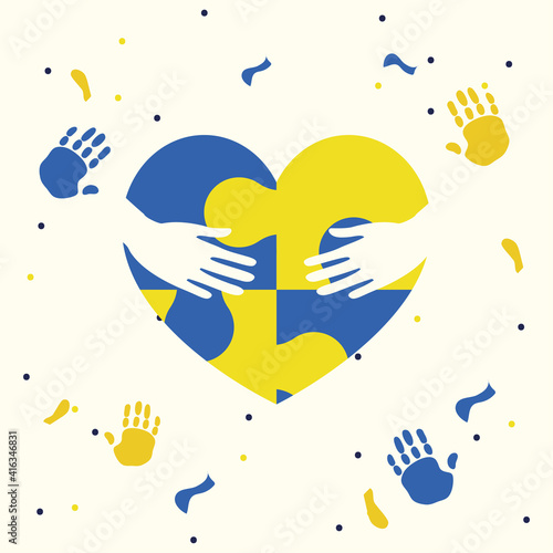 Down syndrome hands on hearts puzzle