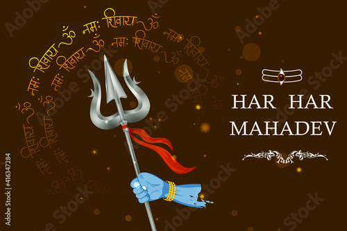 vector illustration of religious background of Lord Shiva for Shivratri, traditional festival of India