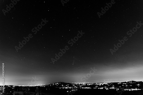 Cometa Neowise e costellazione del carro, sopr la campagna fiorentina   photo