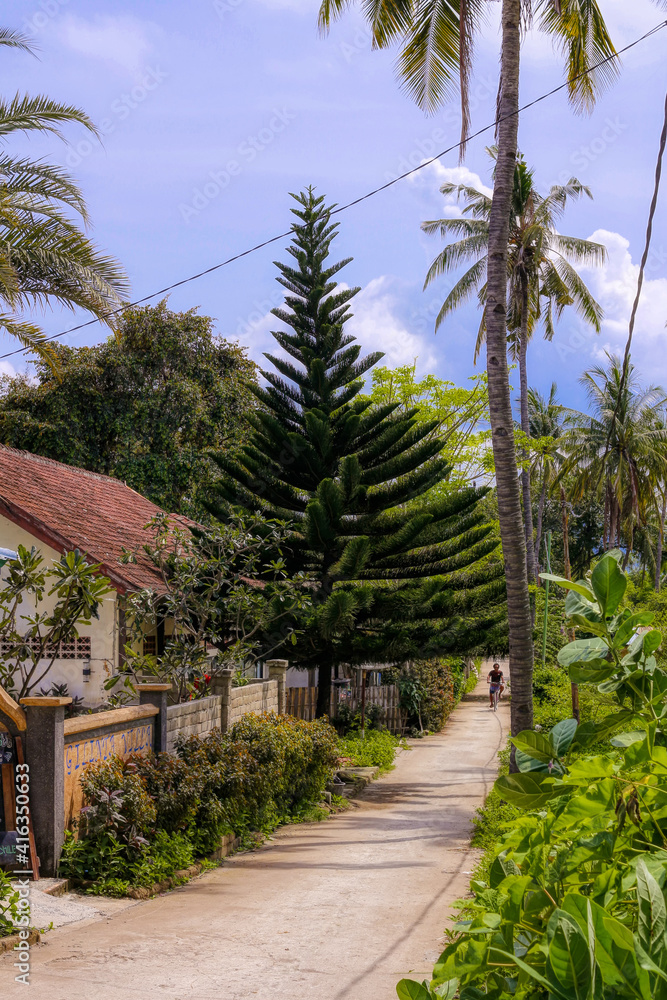 Obraz premium Gili Air Island in the Indian Ocean. 03.01.2017 The hotel and the surrounding area. Eco-friendly island.