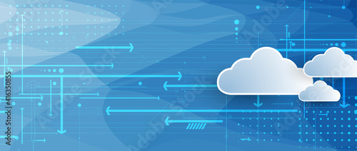 Cloud technology. Integrated digital web concept background