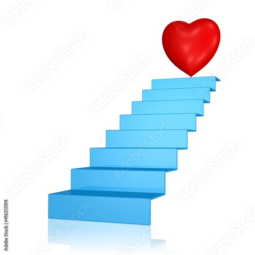 ein Herzen auf der obersten Stufe einer Treppe