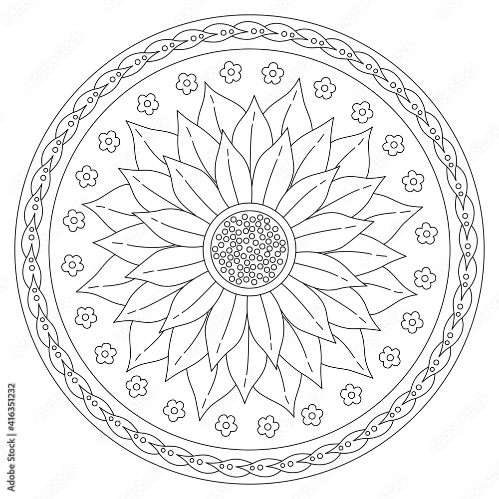 Black and white mandala vector isolated on white. Vector hand drawn circular decorative element stock illustration