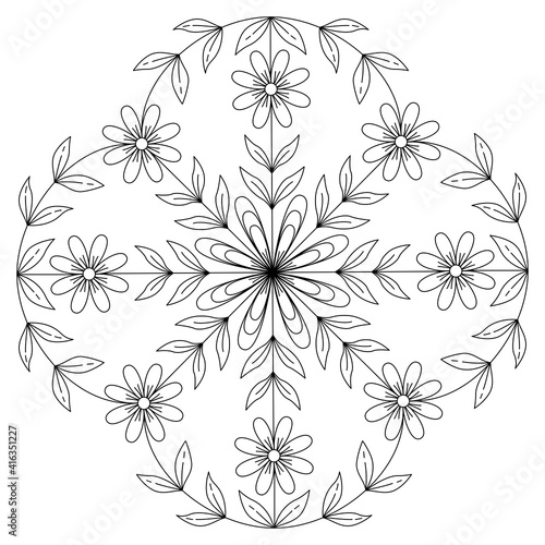 Black and white mandala vector isolated on white. Vector hand drawn circular decorative element stock illustration