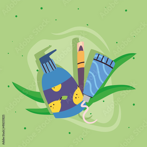 Cosmetic creams and eyeliner vector design