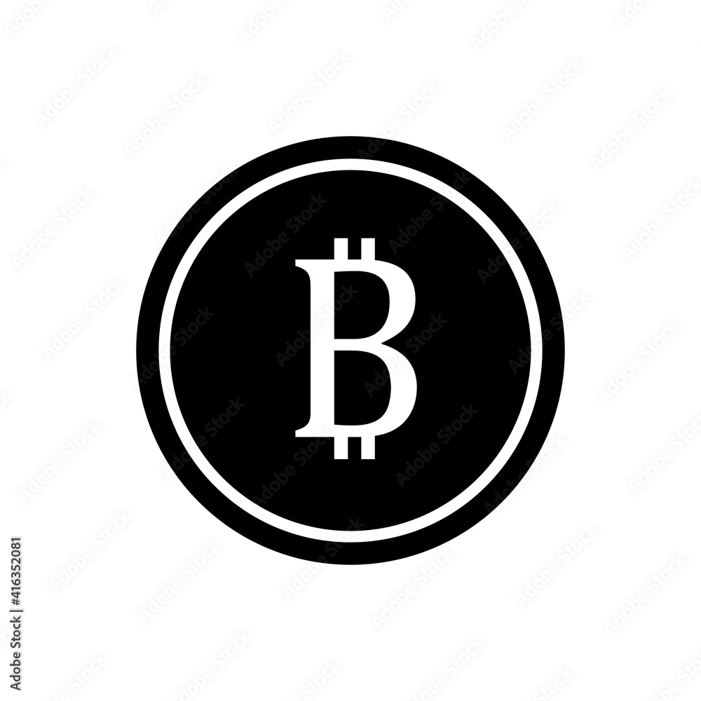 Bitcoin symbol icon, black and white design. Crypto payment. Vector illustration Bitcoin symbol icon, black and white design. Crypto payment. Vector illustration
