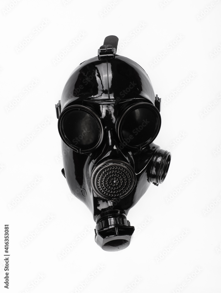 black futuristic gas mask isolated on white background black futuristic gas mask isolated on white background