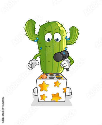 Cactus play whack a mole mascot. cartoon vector