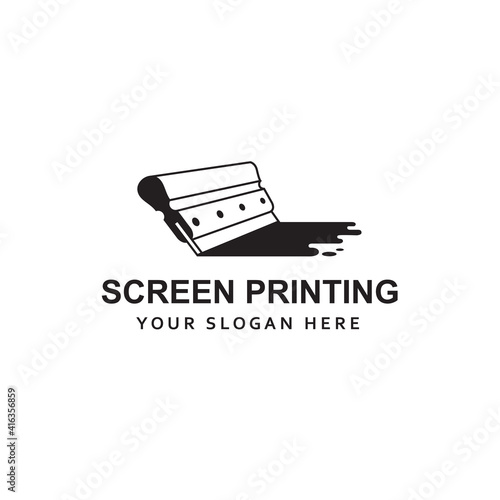 silk screen printing icon with squeegee isolated on white background