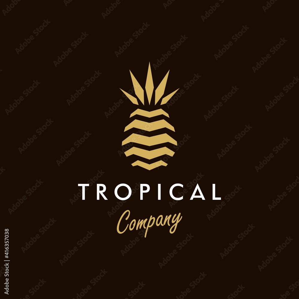 abstract golden geometric ananas pineapple logo icon shape vector, in trendy minimal luxury style design Illustration