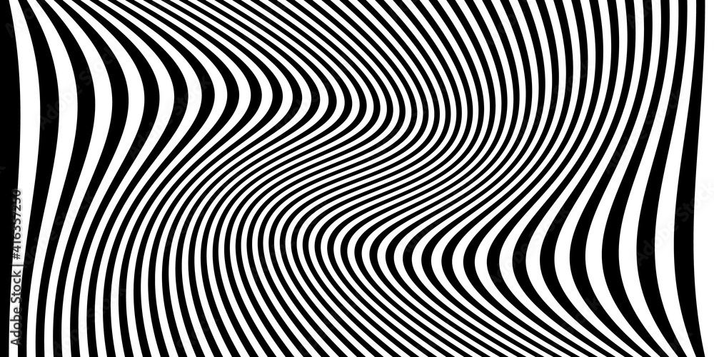 Abstract background with black and white striped zebra, futuristic waves art