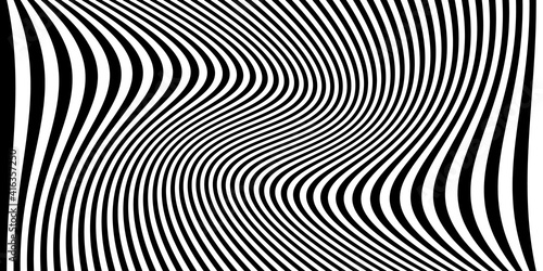 Abstract background with black and white striped zebra  futuristic waves art
