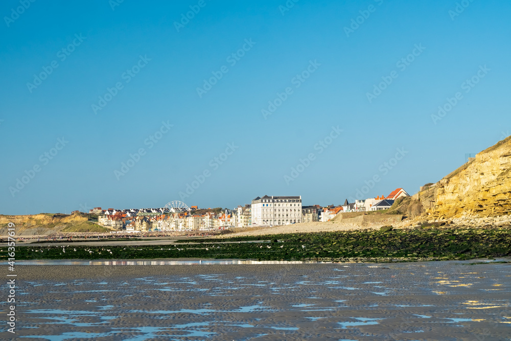 Scenic view on the beach of Wimereux along the French Opal Coast.