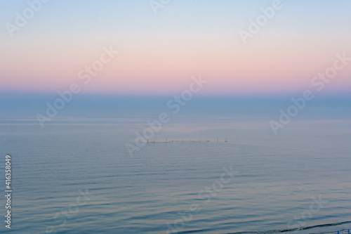 Colorful minimalist morning seascape in Koblevo Ukraine