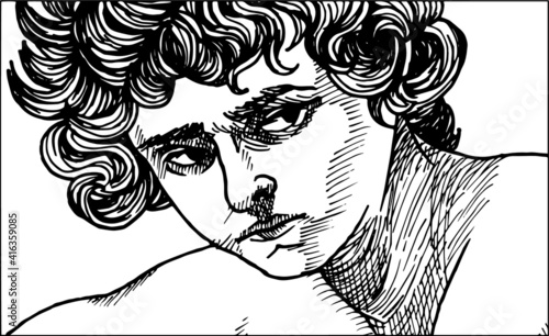 Retrato de joven dibujado a mano
