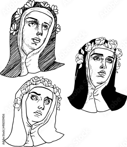 Set de monjas dibujadas a mano