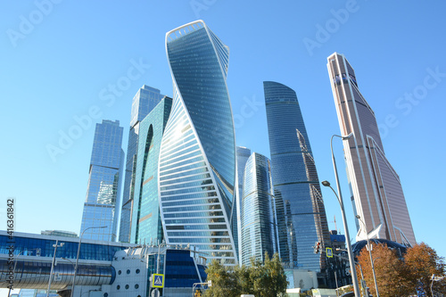 Photography MOSCOW, RUSSIA - October 11, 2018: View to the skyscrapers in Moscow City in aut
