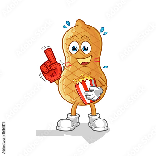 peanut fan with popcorn illustration. character vector