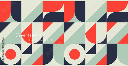 Abstract geometric background. Bauhaus, Memphis minimalist retro poster graphic vector illustration.