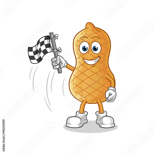 peanut finish flag holder cartoon. cartoon mascot vector