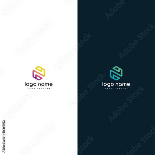 nano technology initial letter N logo icon design
