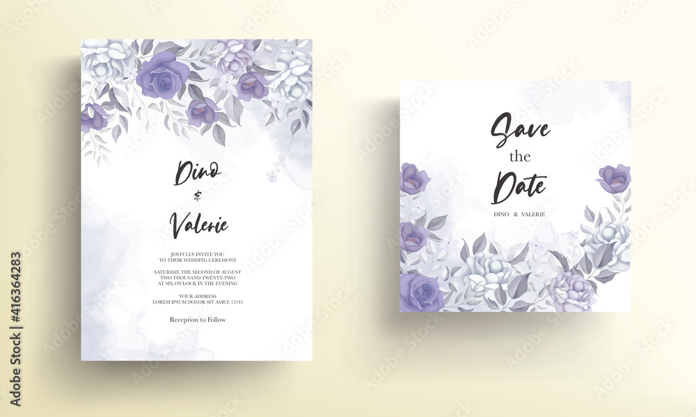 Wedding invitation card with beautiful soft flowers Wedding invitation card with beautiful soft flowers