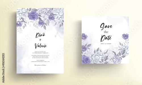 Wedding invitation card with beautiful soft flowers