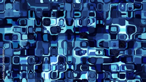 青い模様が変化する幾何学的なモザイク形状の背景。