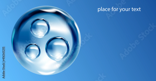 Water drops, blue and clear water drops, ocean water drops and splashes, pure Baikal water, logo of washing powder or clean fresh laundry, sale of pure water