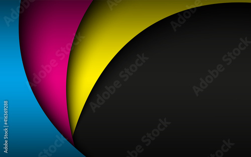 Abstract cmyk wavy background. Modern corporate desing wallpaper. Overlap sheets of paper in cmyk colors
