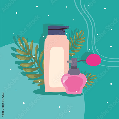 Cosmetic cream dispenser and perfum vector design
